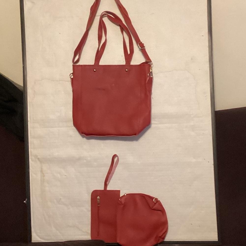 Chic Red Tote Bag Set for Women